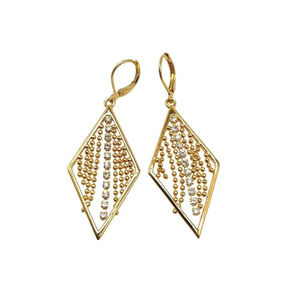 Joan Rivers Gold-Tone Latchback Earrings With Rhinestones Dangle Bead Detail